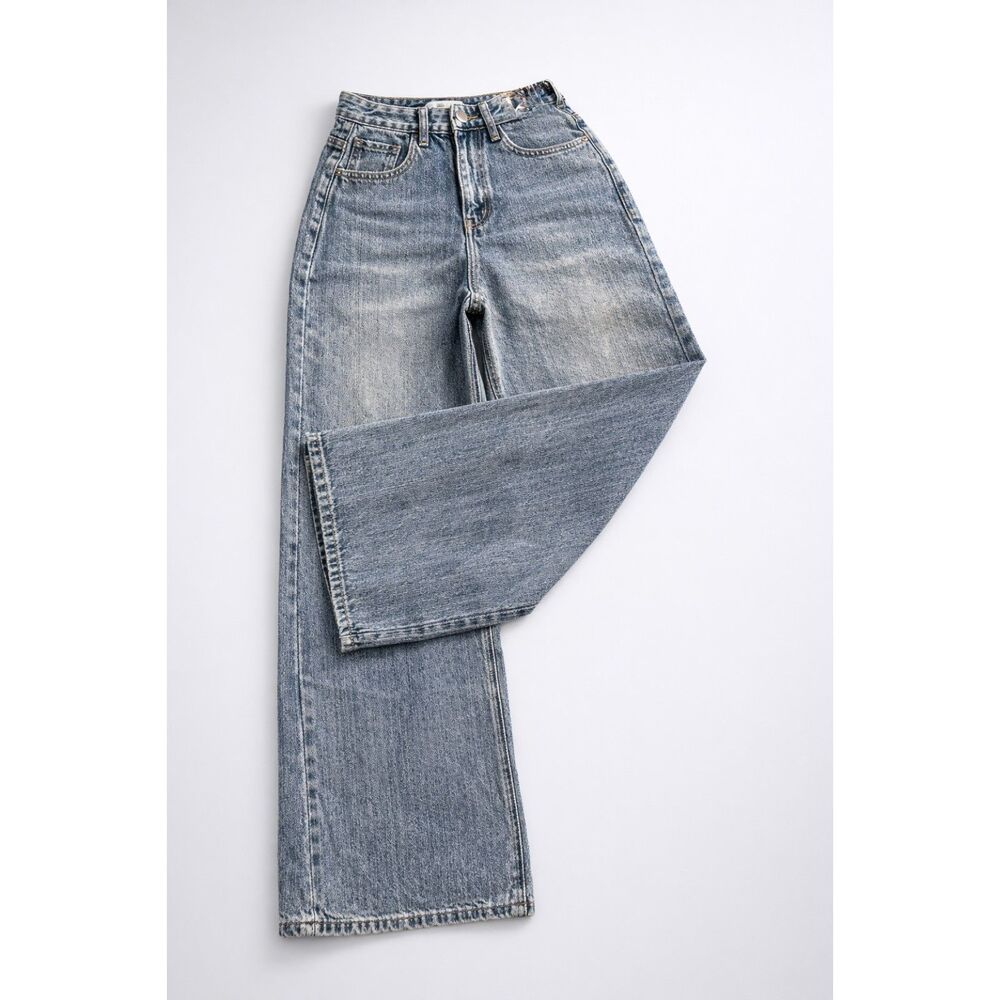 YUQI STUDIO Luxury Wide-Leg High-Rise Structured Denim Jeans Avant-Garde Sz M